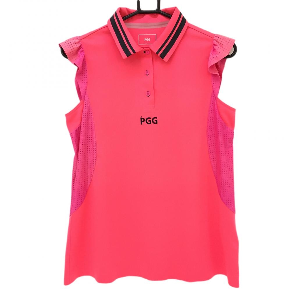 パーリーゲイツ PGG ノースリーブポロシャツ 蛍光ピンク メッシュ レディース 0(S) ゴルフウェア PEARLY GATES 画像