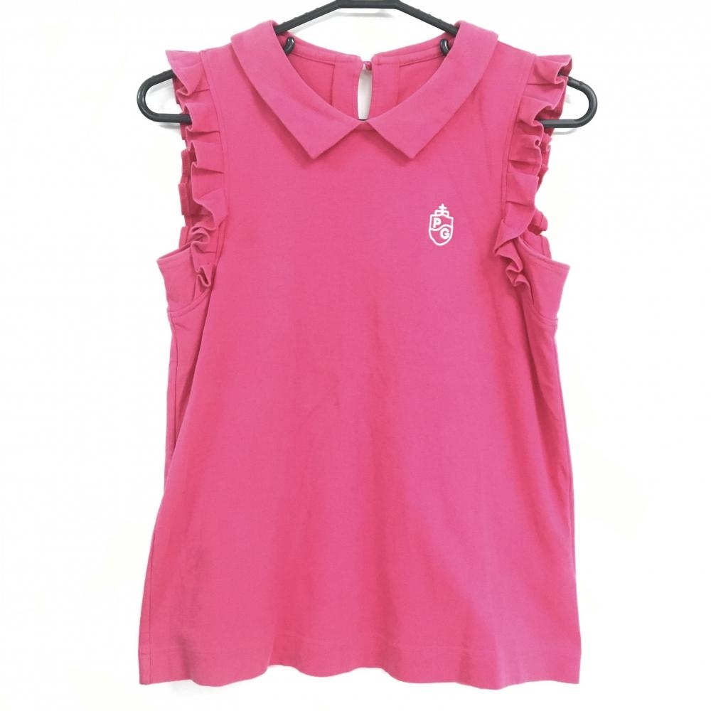 パーリーゲイツ ノースリーブシャツ ピンク 袖フリル レディース 0(S) ゴルフウェア PEARLY GATES