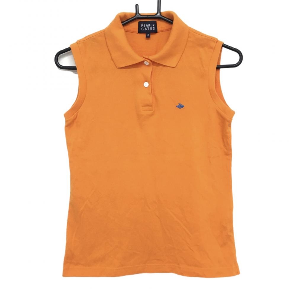 パーリーゲイツ ノースリーブポロシャツ オレンジ シンプル レディース 0(S) ゴルフウェア PEARLY GATES