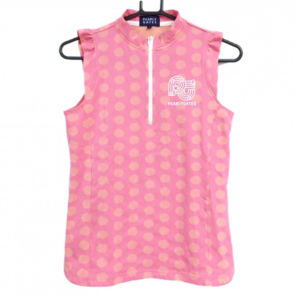 【超美品】パーリーゲイツ ノースリーブハイネックシャツ ピンク×ライトオレンジ系  レディース 1(M) ゴルフウェア PEARLY GATES