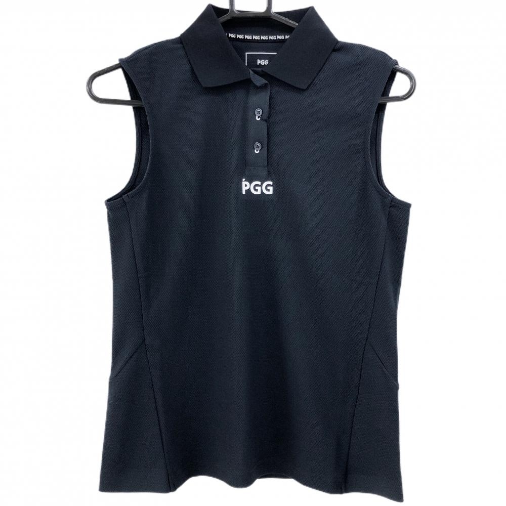 【新品】パーリーゲイツ ノースリーブポロシャツ ネイビー×白 後裾ロゴ レディース 0(S) ゴルフウェア PEARLY GATES