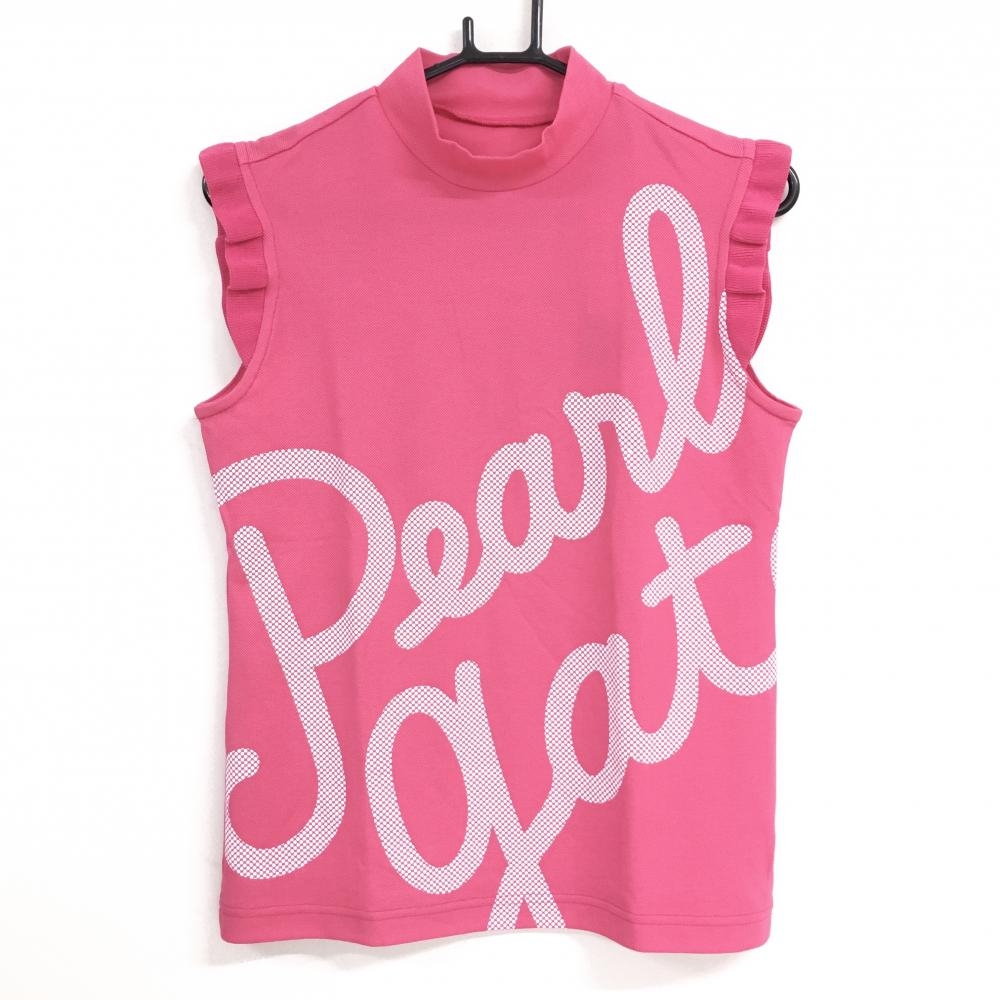 【新品】パーリーゲイツ ノースリーブハイネックシャツ ピンク×白  レディース 1(M) ゴルフウェア 2023年モデル PEARLY GATES