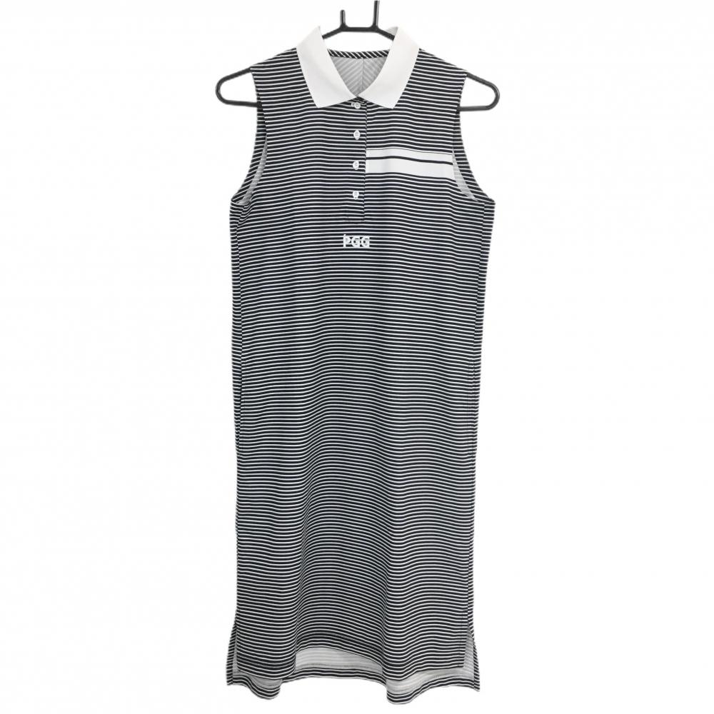 PGGパーリーゲイツ ノースリーブワンピース 黒×白 ボーダー  レディース 0(S) ゴルフウェア PEARLY GATES