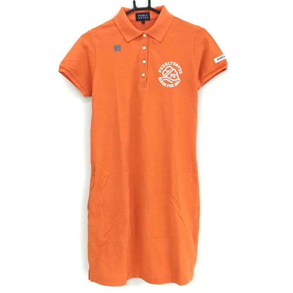 パーリーゲイツ 半袖ポロワンピース オレンジ 雲ワッペン 襟裏なみなみライン  レディース 1(M) ゴルフウェア PEARLY GATES