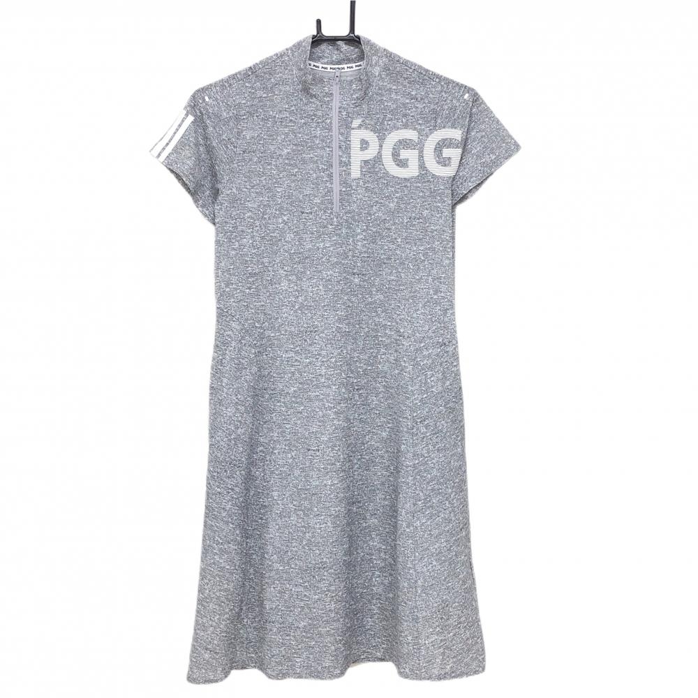 【超美品】PGGパーリーゲイツ 半袖ハイネックワンピース 杢グレー  レディース 0(S) ゴルフウェア 2023年モデル PEARLY GATES