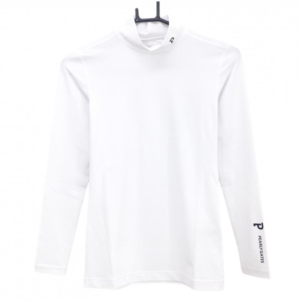 【新品】パーリーゲイツ ハイネックインナーシャツ 白×黒 ロゴプリント  レディース 0(S) ゴルフウェア PEARLY GATES