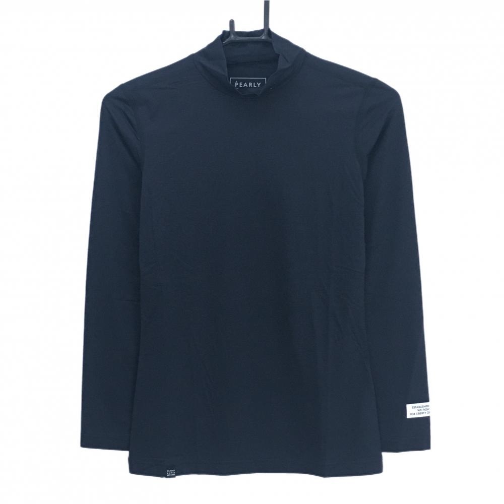 【新品】パーリーゲイツ ハイネックインナーシャツ ネイビー ロゴ白 メッシュ風生地 レディース 0(S) ゴルフウェア PEARLY GATES