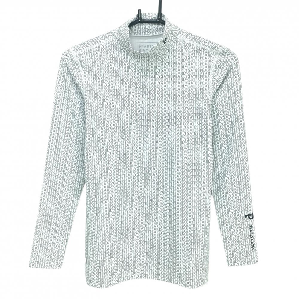 【新品】パーリーゲイツ インナーシャツ 白×黒 ロゴ英字総柄 Beatrix plus UPF50+ 抗菌 防臭 レディース 0(S) ゴルフウェア PEARLY GATES