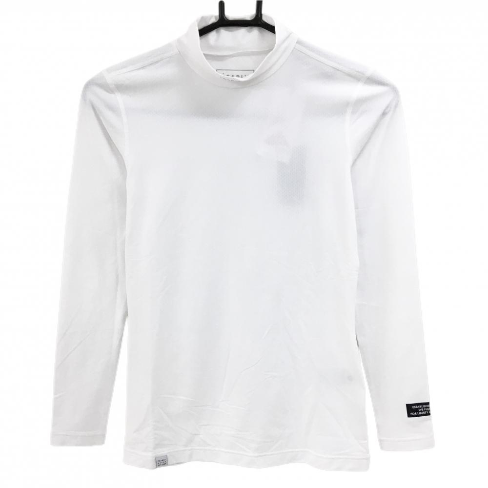 【新品】パーリーゲイツ ハイネックインナーシャツ 白 ロゴ黒 メッシュ風生地 レディース 0(S) ゴルフウェア PEARLY GATES