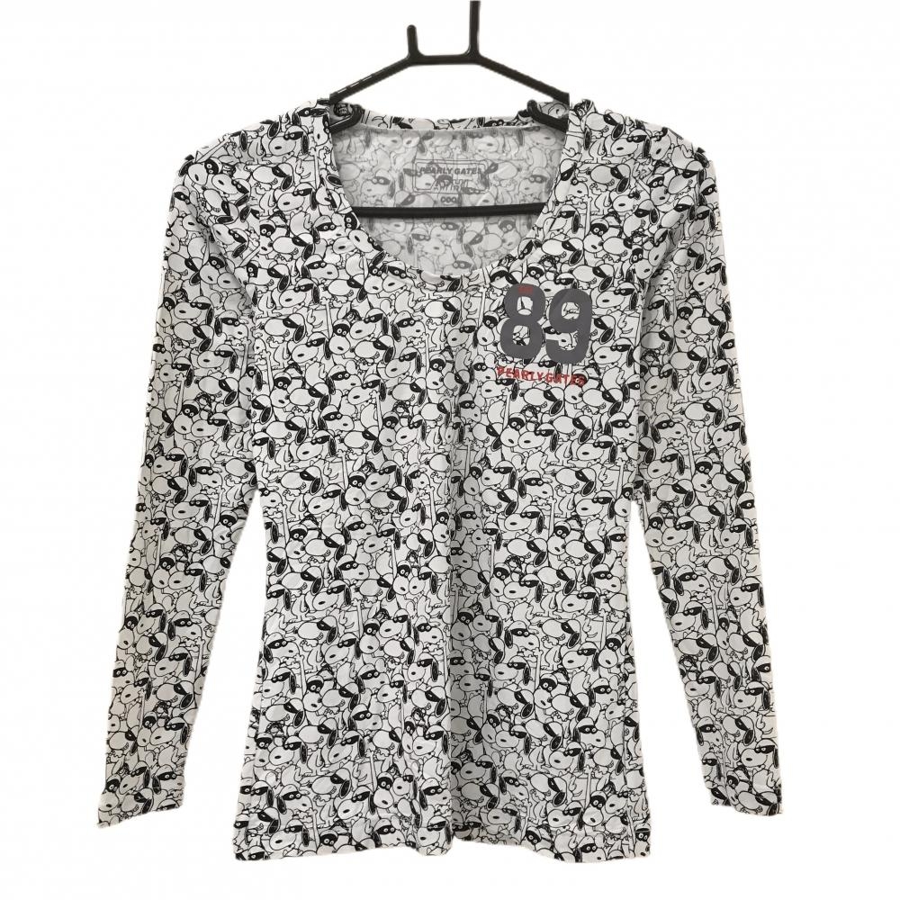 パーリーゲイツ×PEANUTS インナーシャツ 白×黒 スヌーピー総柄 COOL レディース 0(S) ゴルフウェア PEARLY GATES