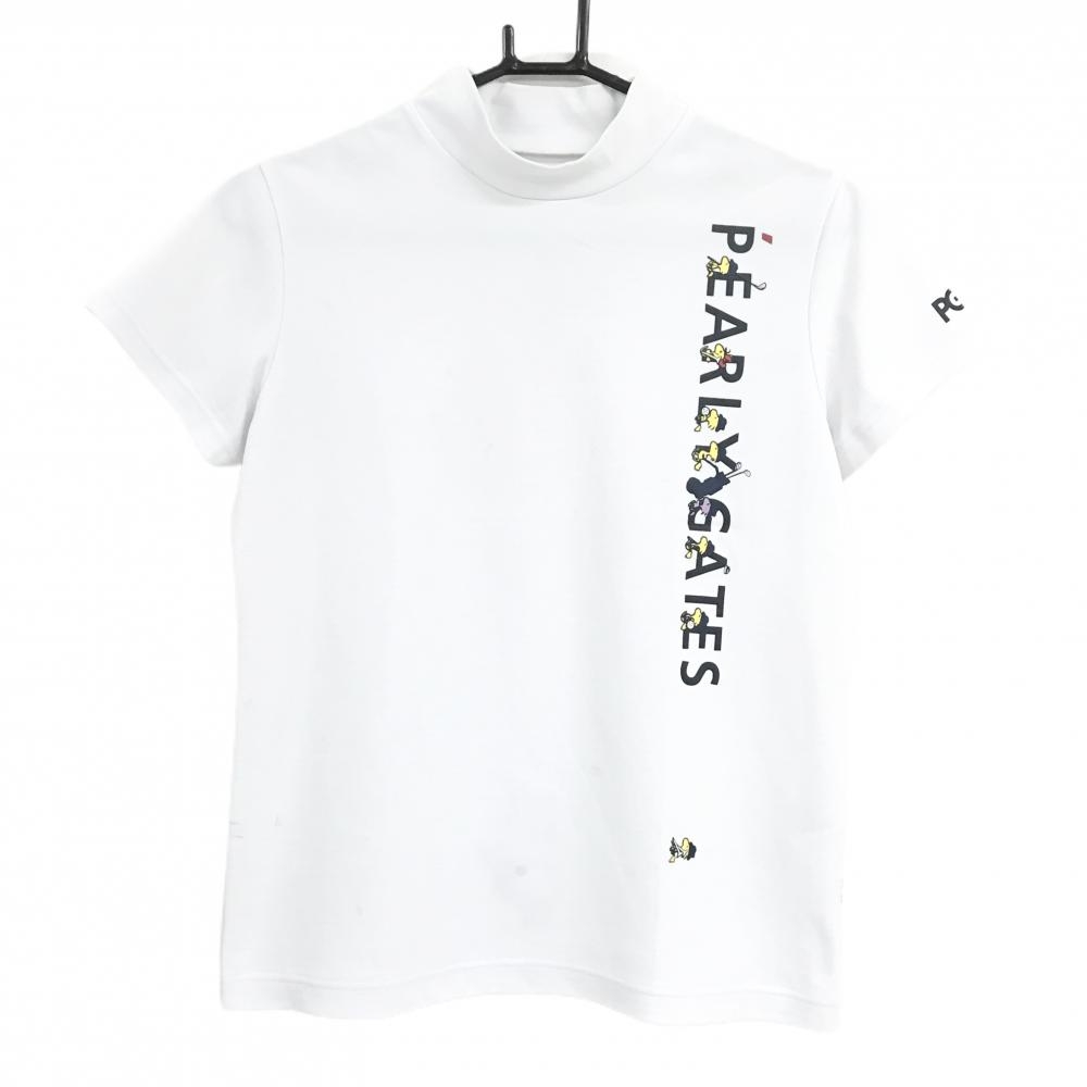 パーリーゲイツ×PEANUTS 半袖ハイネックシャツ 白×ネイビー ウッドストック  レディース 1(M) ゴルフウェア 2024年モデル PEARLY GATES