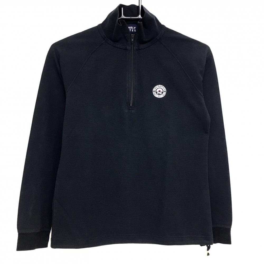 パーリーゲイツ 長袖ハイネックシャツ ダークネイビー×白 ハーフップ コットン混  レディース 0(S) ゴルフウェア PEARLY GATES