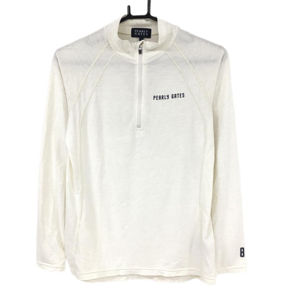 パーリーゲイツ 長袖ハイネックシャツ アイボリー 表微起毛 アクリル混 ハーフジップ  レディース 1(M) ゴルフウェア PEARLY GATES