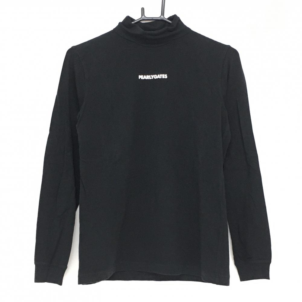 パーリーゲイツ 長袖ハイネックシャツ 黒×白 ロゴプリント レディース 2(L) ゴルフウェア PEARLY GATES 画像