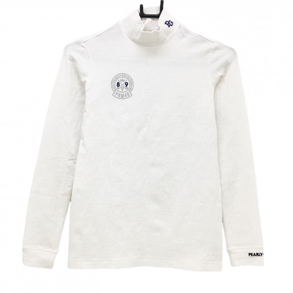 パーリーゲイツ 長袖ハイネックシャツ 白 織生地 レディース 00(XS) ゴルフウェア 2023年モデル PEARLY GATES
