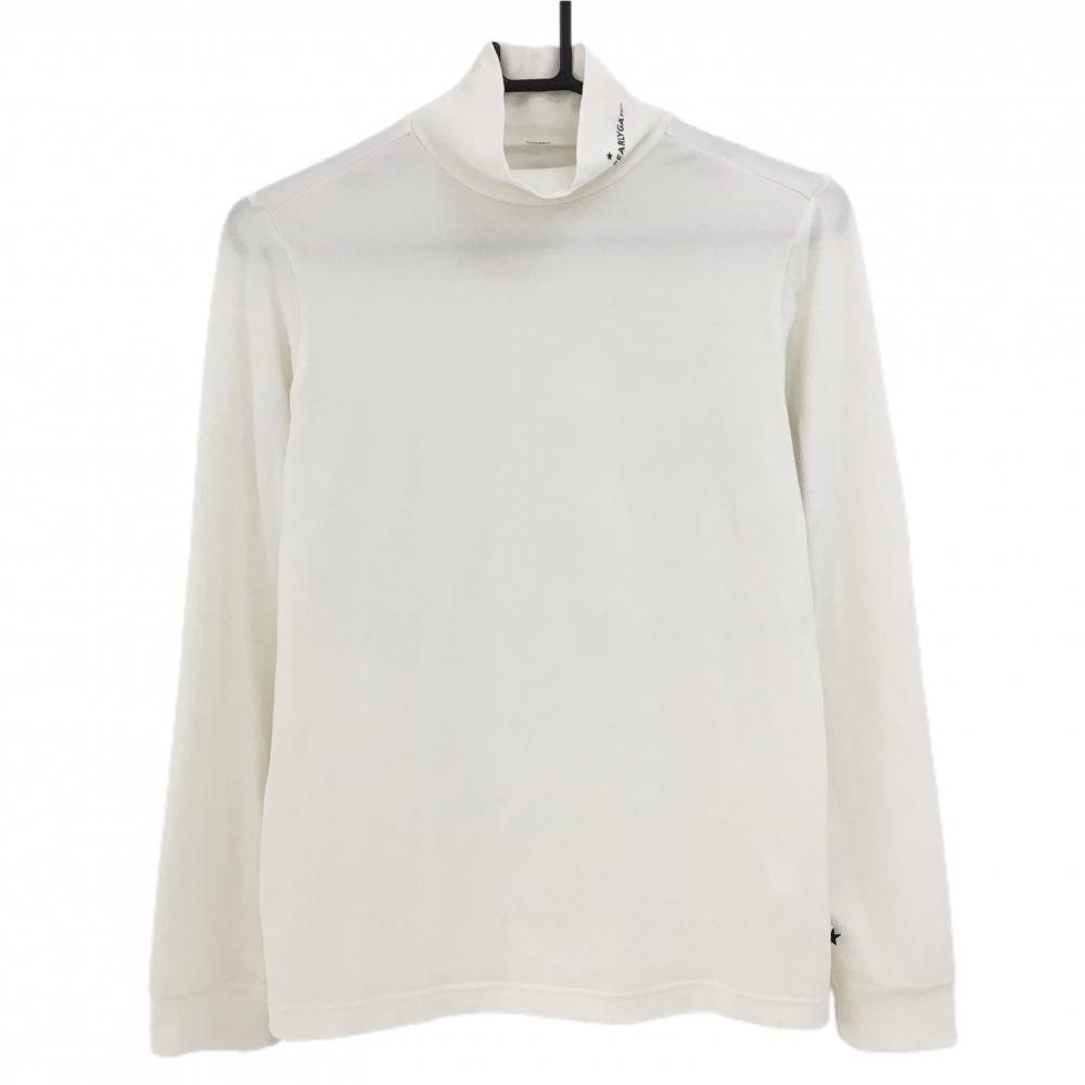 【美品】パーリーゲイツ 長袖ハイネックシャツ 白 微起毛 ネックロゴ 繊維付着 レディース  ゴルフウェア サンプル品 PEARLY GATES