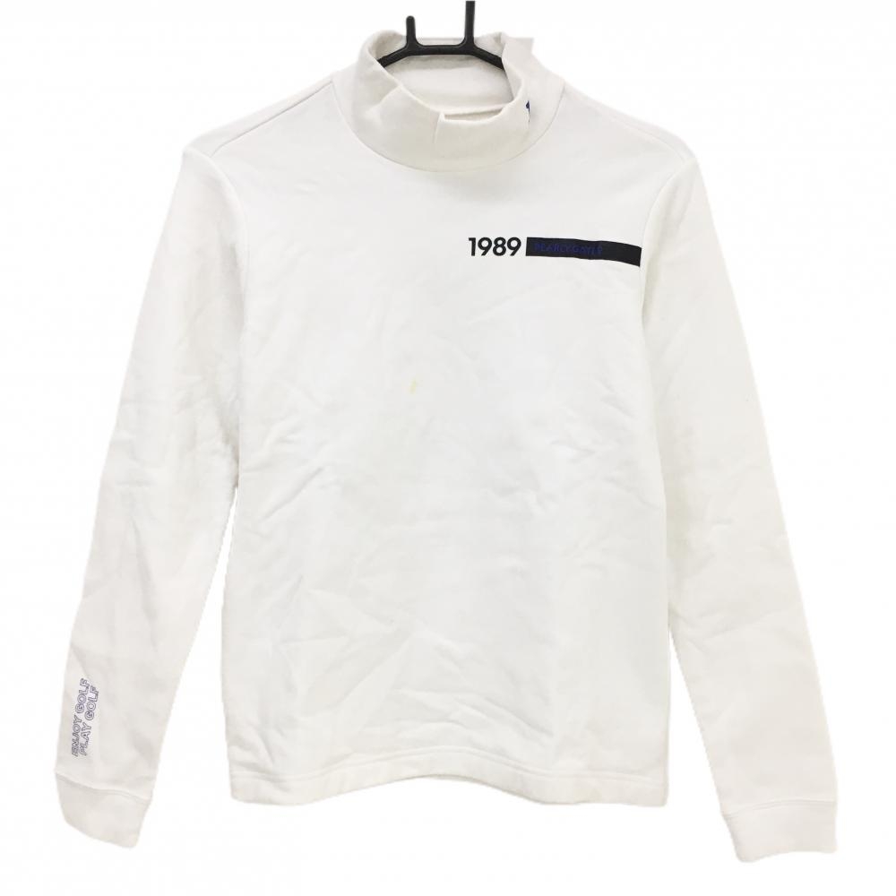 パーリーゲイツ 長袖ハイネックシャツ 白×黒 裏起毛 バックロゴ  レディース 1(M) ゴルフウェア 2024年モデル PEARLY GATES