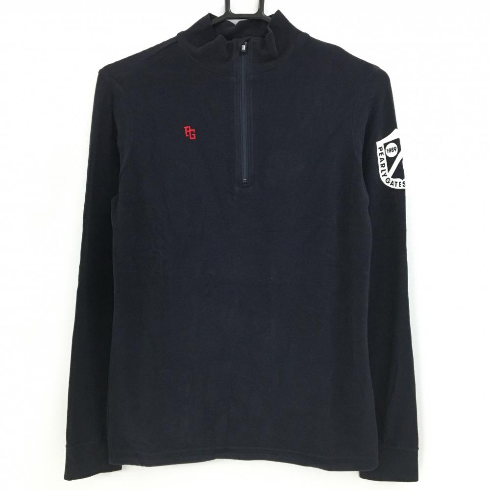 パーリーゲイツ 長袖ハイネックシャツ 黒 微起毛 ハーフジップ レディース 1(M) ゴルフウェア PEARLY GATES