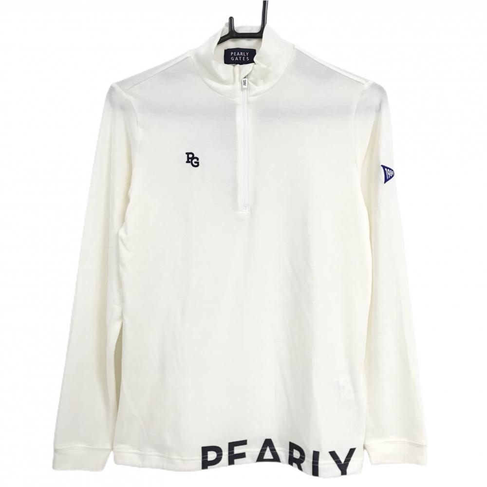 【新品】パーリーゲイツ 長袖ハイネックシャツ アイボリー ハーフジップ 微起毛  レディース 1(M) ゴルフウェア 2023年モデル PEARLY GATES