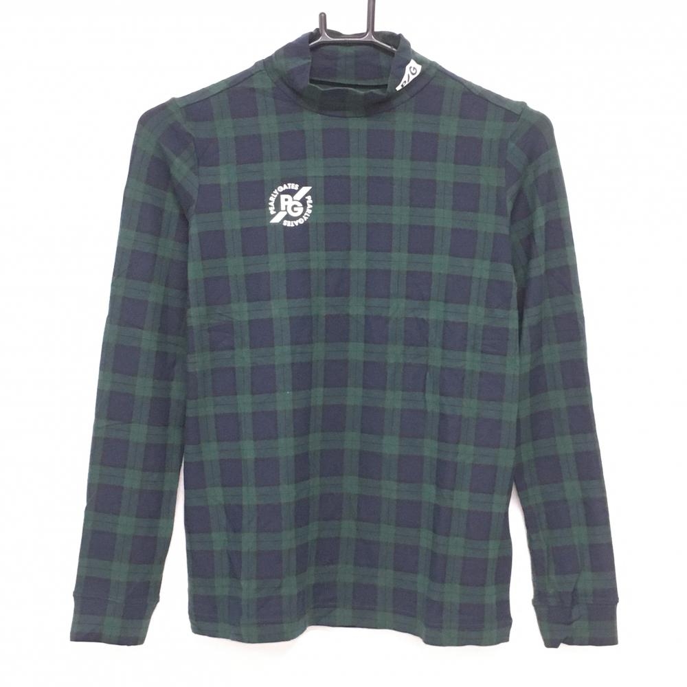 【新品】パーリーゲイツ 長袖ハイネックシャツ ネイビー×グリーン チェック Thermogear  レディース 0(S) ゴルフウェア PEARLY GATES