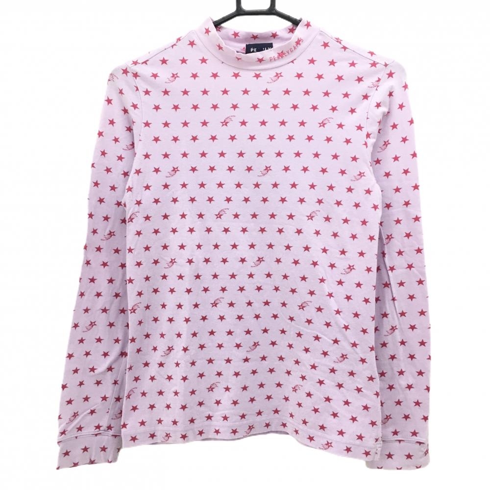 パーリーゲイツ 長袖ハイネックシャツ ピンク×レッドピンク系 星総柄 ネックロゴ レディース 1(M) ゴルフウェア PEARLY GATES