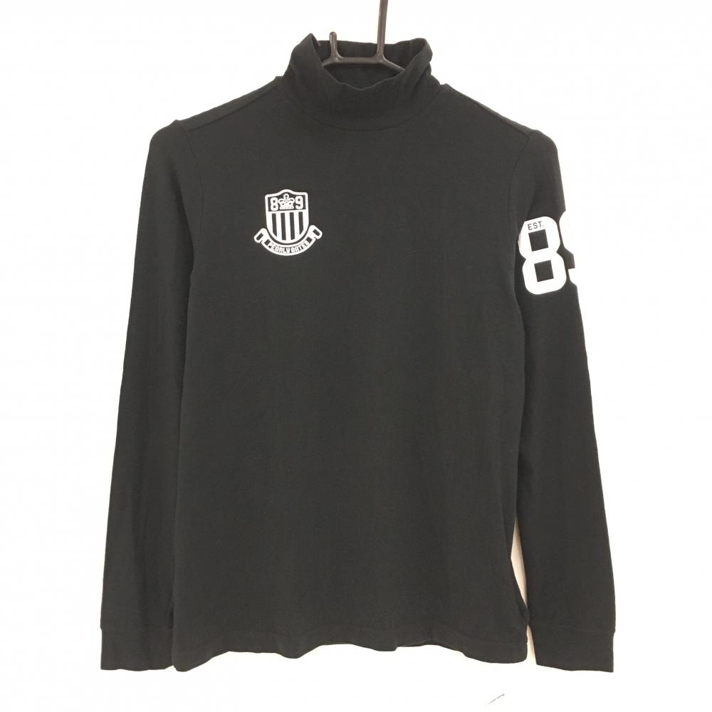 【新品】パーリーゲイツ 長袖ハイネックシャツ 黒 ロゴ白 表微起毛  レディース 1(M) ゴルフウェア PEARLY GATES