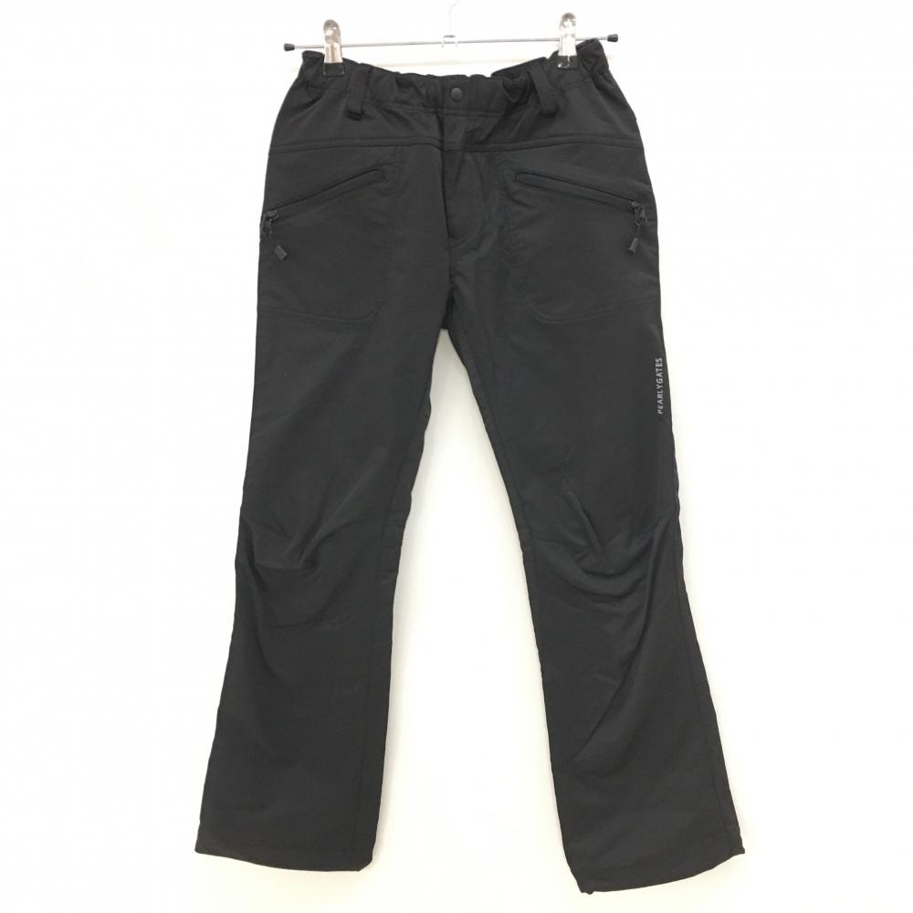 【美品】パーリーゲイツ パンツ 黒 ジップポケット ドローコード レディース 0(S) ゴルフウェア PEARLY GATES