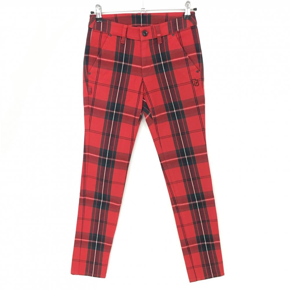 【美品】パーリーゲイツ パンツ レッド×黒 チェック  レディース 00(XS) ゴルフウェア PEARLY GATES