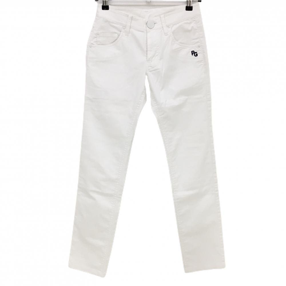 パーリーゲイツ パンツ 白 ニコちゃん スマイル ストレッチ  レディース 00(XS) ゴルフウェア PEARLY GATES