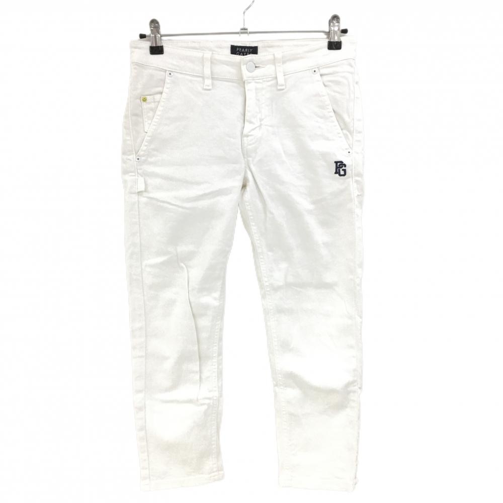 パーリーゲイツ×Lee パンツ 白 ニコちゃん スマイル レディース 1(S) ゴルフウェア PEARLY GATES