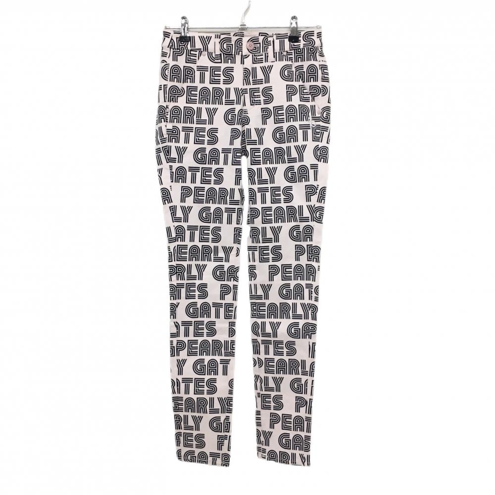 【新品】パーリーゲイツ パンツ ピンク×黒 ロゴ総柄 ストレッチ レディース 0(S) ゴルフウェア PEARLY GATES