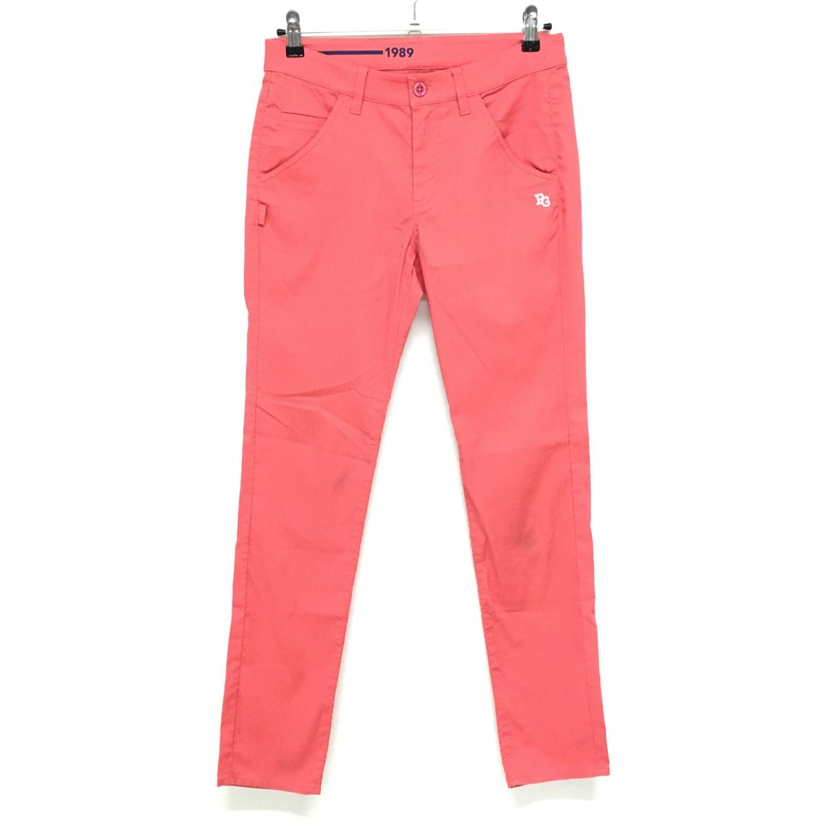 【美品】パーリーゲイツ パンツ オレンジレッド ストライプ ストレッチ  レディース 1(M) ゴルフウェア 2024年モデル PEARLY GATES