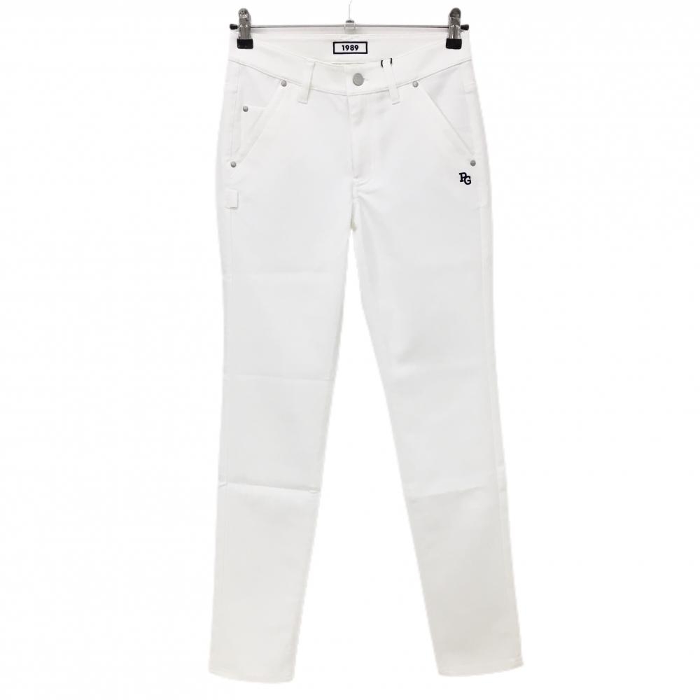 【新品】パーリーゲイツ パンツ 白×ネイビー ロゴ刺しゅう レディース 0(S) ゴルフウェア PEARLY GATES