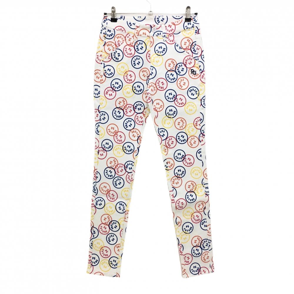 【新品】パーリーゲイツ パンツ 白×マルチカラー FUTUREニコ ストレッチ レディース 0(S) ゴルフウェア PEARLY GATES