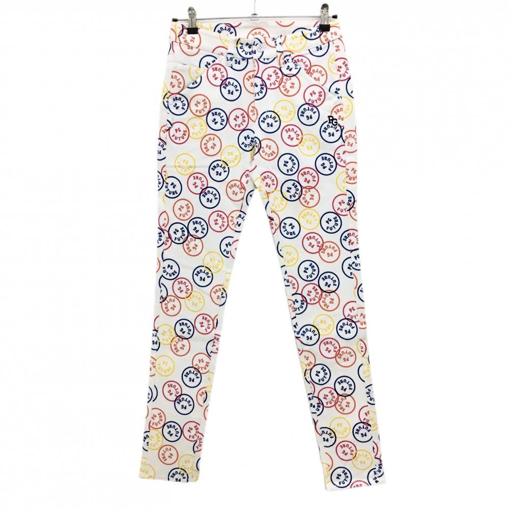 【新品】パーリーゲイツ パンツ 白×マルチカラー FUTUREニコ ストレッチ レディース 0(S) ゴルフウェア PEARLY GATES