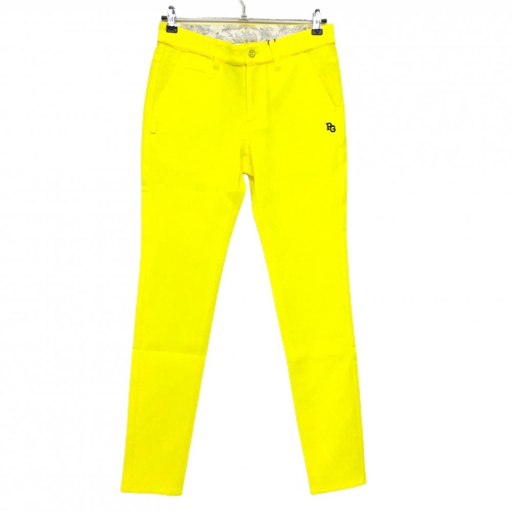 【新品】パーリーゲイツ パンツ イエロー×ネイビー ダイヤ柄織生地 ロゴ刺しゅう レディース 0(S) ゴルフウェア PEARLY GATES