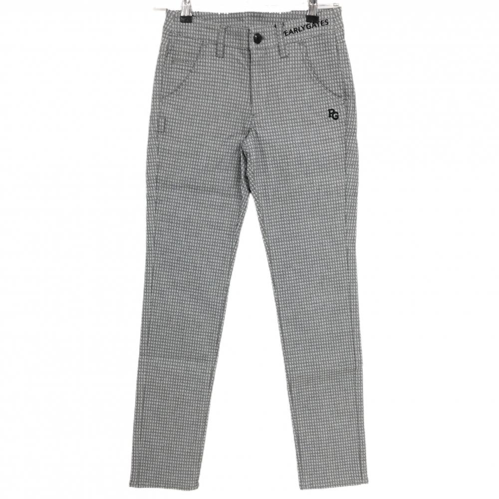 【新品】パーリーゲイツ パンツ 黒×白 総柄 ロゴ刺しゅう ストレッチ レディース 00(XS) ゴルフウェア PEARLY GATES