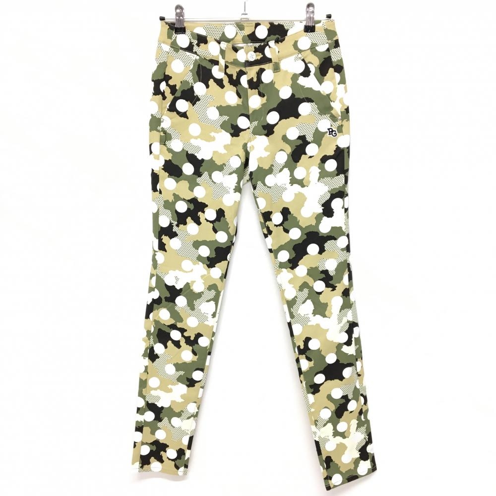 【新品】パーリーゲイツ パンツ カーキ×白 カモフラ調 迷彩 ドット ロゴ刺しゅう レディース 1(M) ゴルフウェア PEARLY GATES