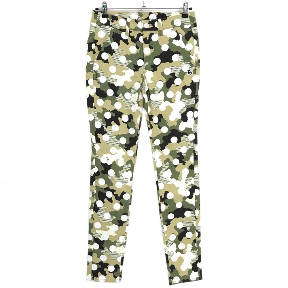 【新品】パーリーゲイツ パンツ カーキ×白 カモフラ調 迷彩 ドット ロゴ刺しゅう　 レディース 1(M) ゴルフウェア PEARLY GATES