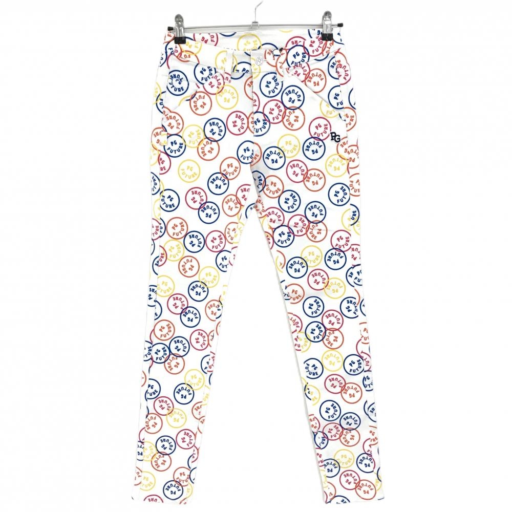 【新品】パーリーゲイツ パンツ 白×マルチカラー FUTUREニコ ストレッチ レディース 0(S) ゴルフウェア PEARLY GATES