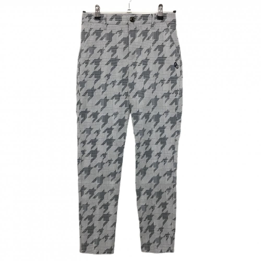 【新品】パーリーゲイツ パンツ グレー×黒 千鳥柄 ロゴネイビー レディース 0(S) ゴルフウェア PEARLY GATES