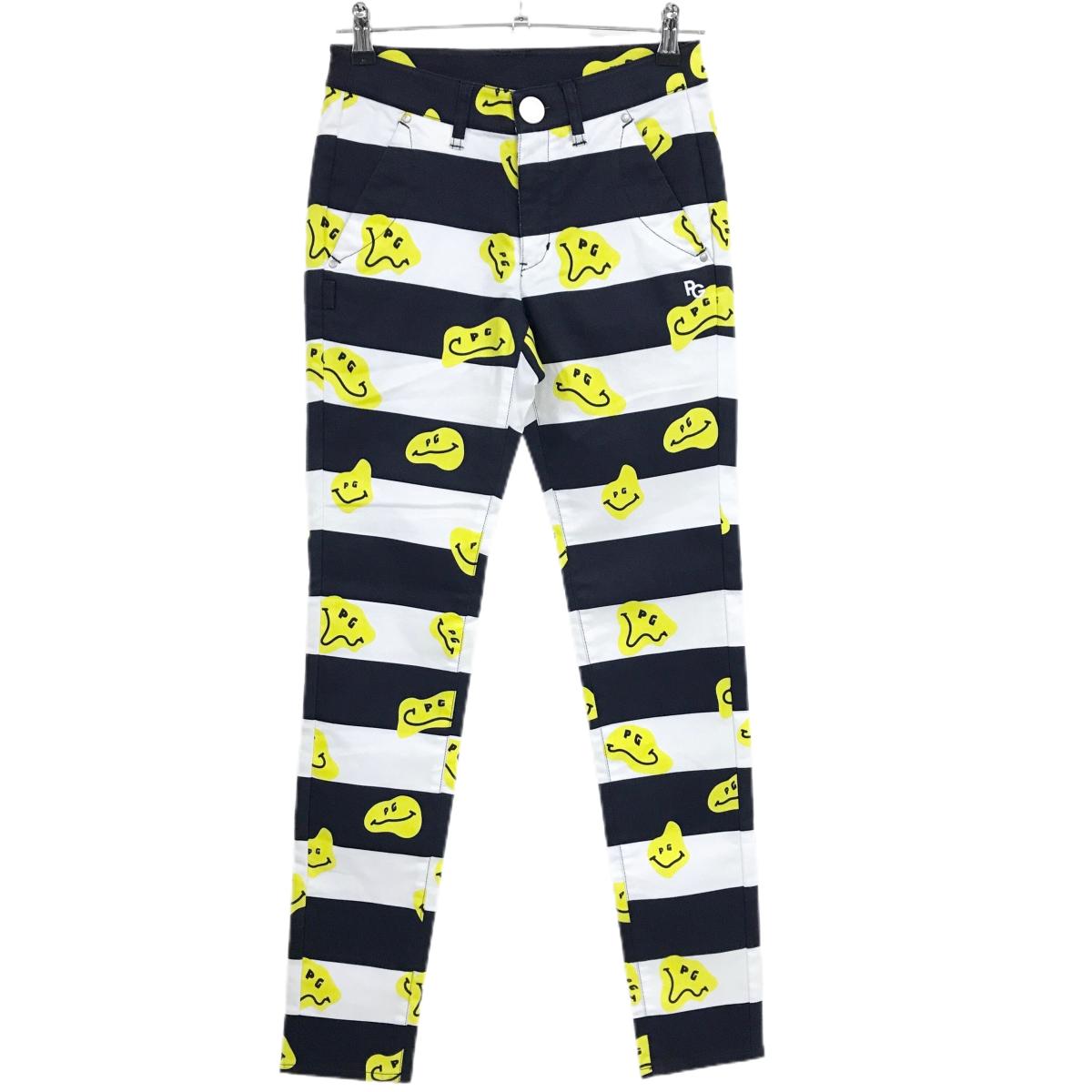 【新品】パーリーゲイツ パンツ 白×ネイビー×イエロー TOKE NIKO ボーダー レディース 0(S) ゴルフウェア PEARLY GATES