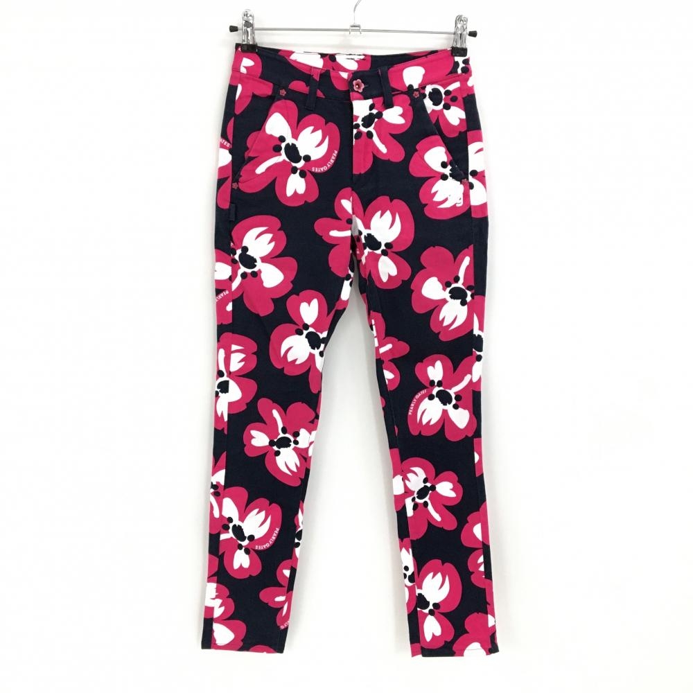 パーリーゲイツ パンツ ネイビー×ピンク 花総柄 レディース 00(XS) ゴルフウェア PEARLY GATES