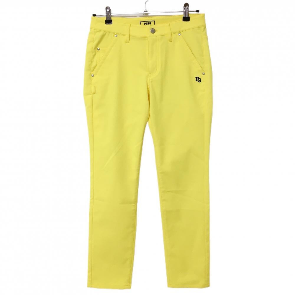 【美品】パーリーゲイツ パンツ イエロー ロゴネイビー  レディース 1(M) ゴルフウェア PEARLY GATES