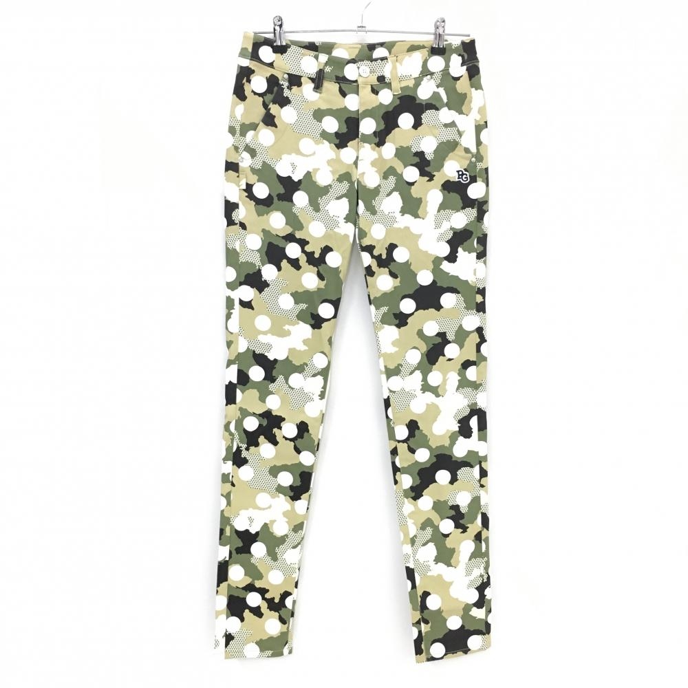 【美品】パーリーゲイツ パンツ カーキ×ベージュ カモフラ 迷彩 ドット ストレッチ レディース 1(M) ゴルフウェア PEARLY GATES