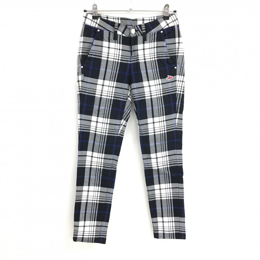 【美品】パーリーゲイツ パンツ ダークネイビー系×白 チェック  レディース 0(S) ゴルフウェア PEARLY GATES