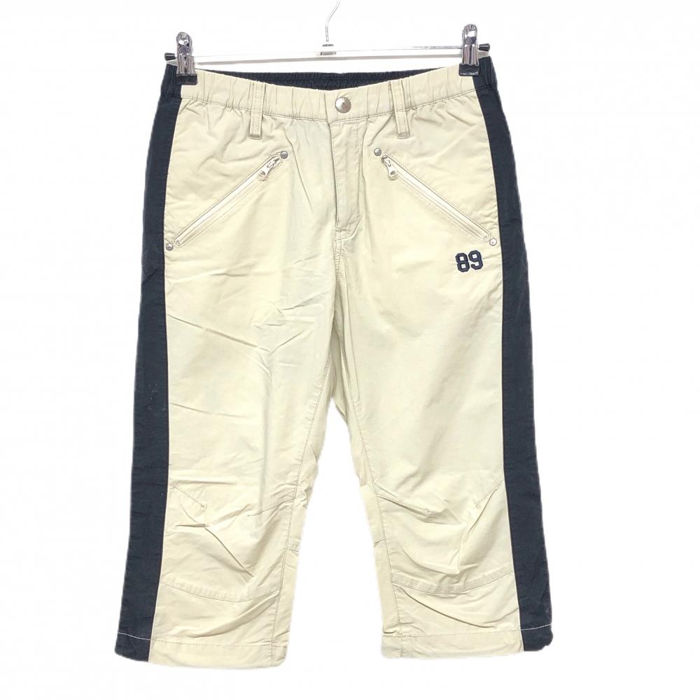 パーリーゲイツ 半端丈パンツ ベージュ×黒 ウエストゴム  レディース 0(S) ゴルフウェア PEARLY GATES