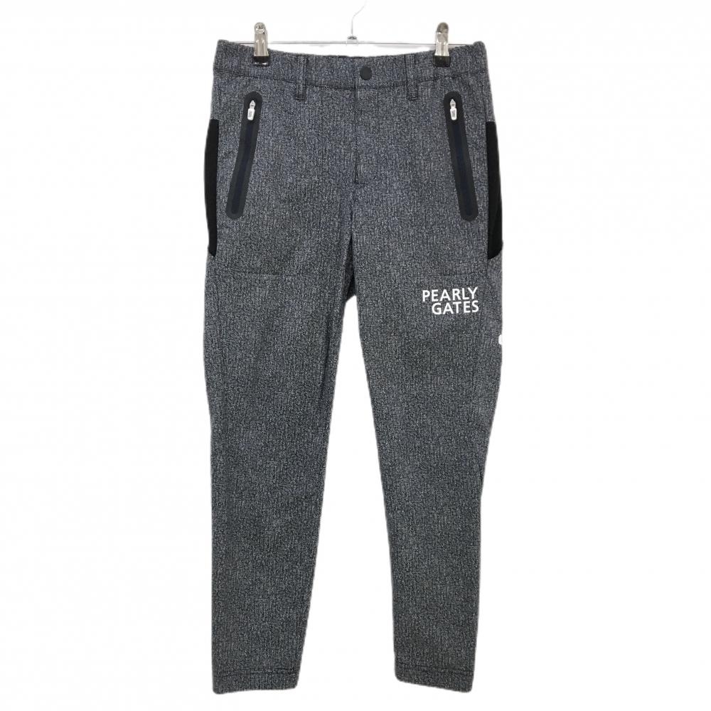 【超美品】パーリーゲイツ パンツ 杢ダークネイビー ロゴ白 ウエストゴム  レディース 0(S) ゴルフウェア 2025年モデル PEARLY GATES