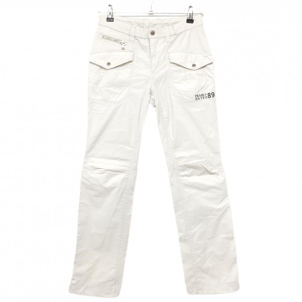 パーリーゲイツ パンツ ライトグレー 裾ドローコード ヒップロゴプリント レディース 0(S) ゴルフウェア PEARLY GATES