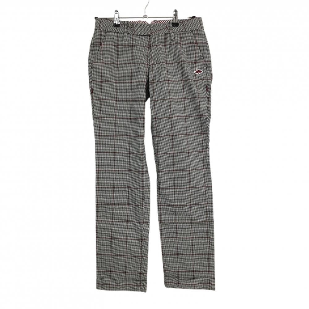 【美品】パーリーゲイツ パンツ 黒×ボルドー 千鳥格子 格子  レディース 1(M) ゴルフウェア PEARLY GATES